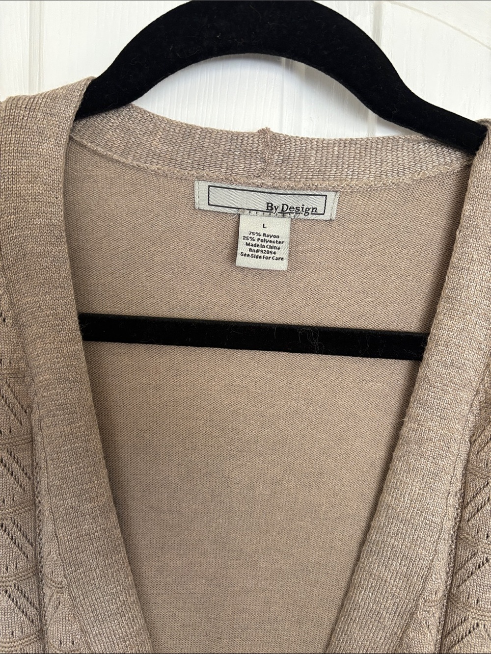 Open-Front Longline Knit Cardigan - Taupe - Picture 2 of 3